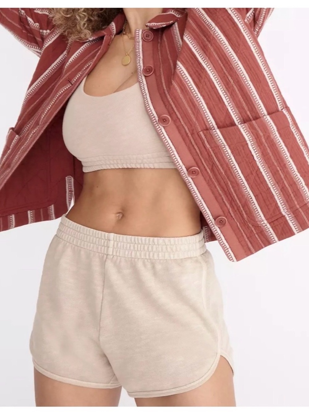 Madewell Beige Crop Bralette Top and shorts set